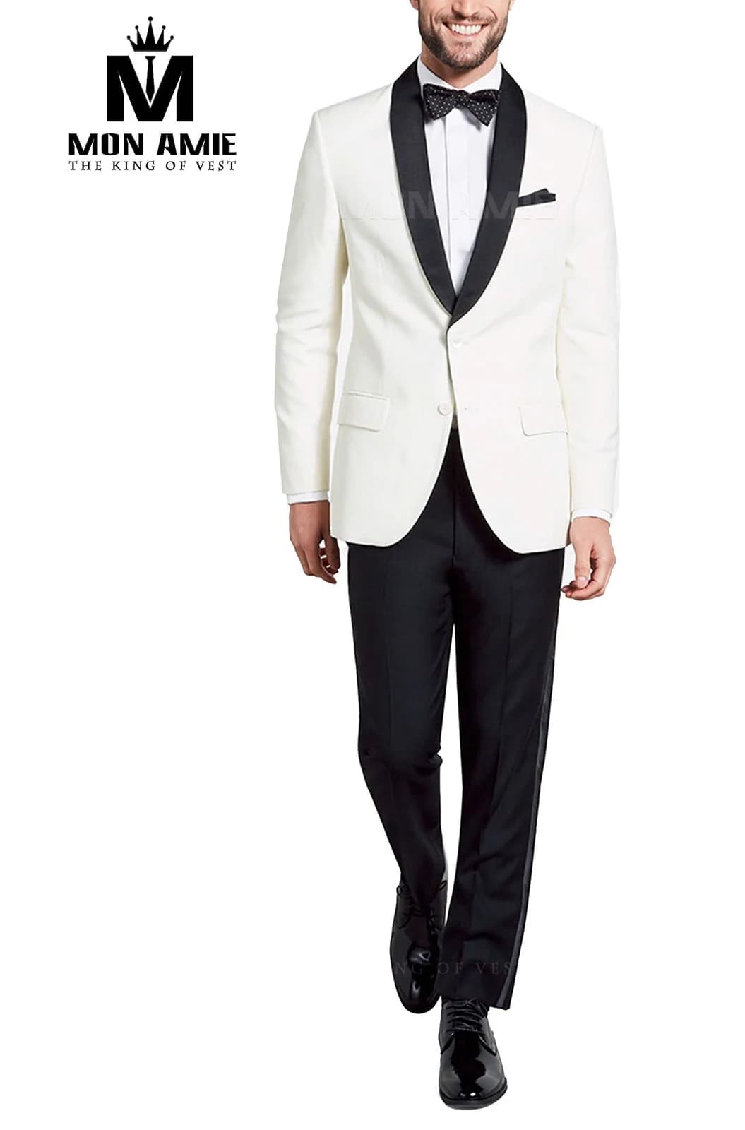 Tuxedo Trắng Ngà Ve Shawl Satin