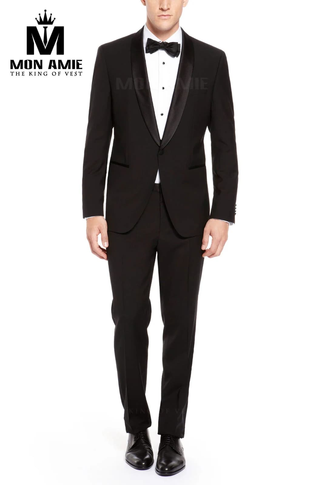 Tuxedo Đen Ve Satin Một Nút