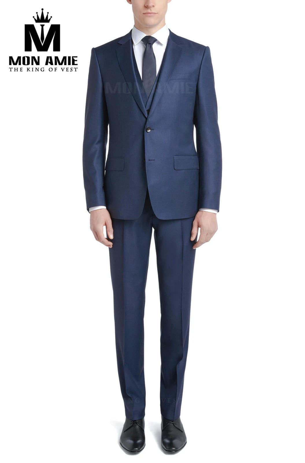 Suit Navy Ánh Thép Ve Notch
