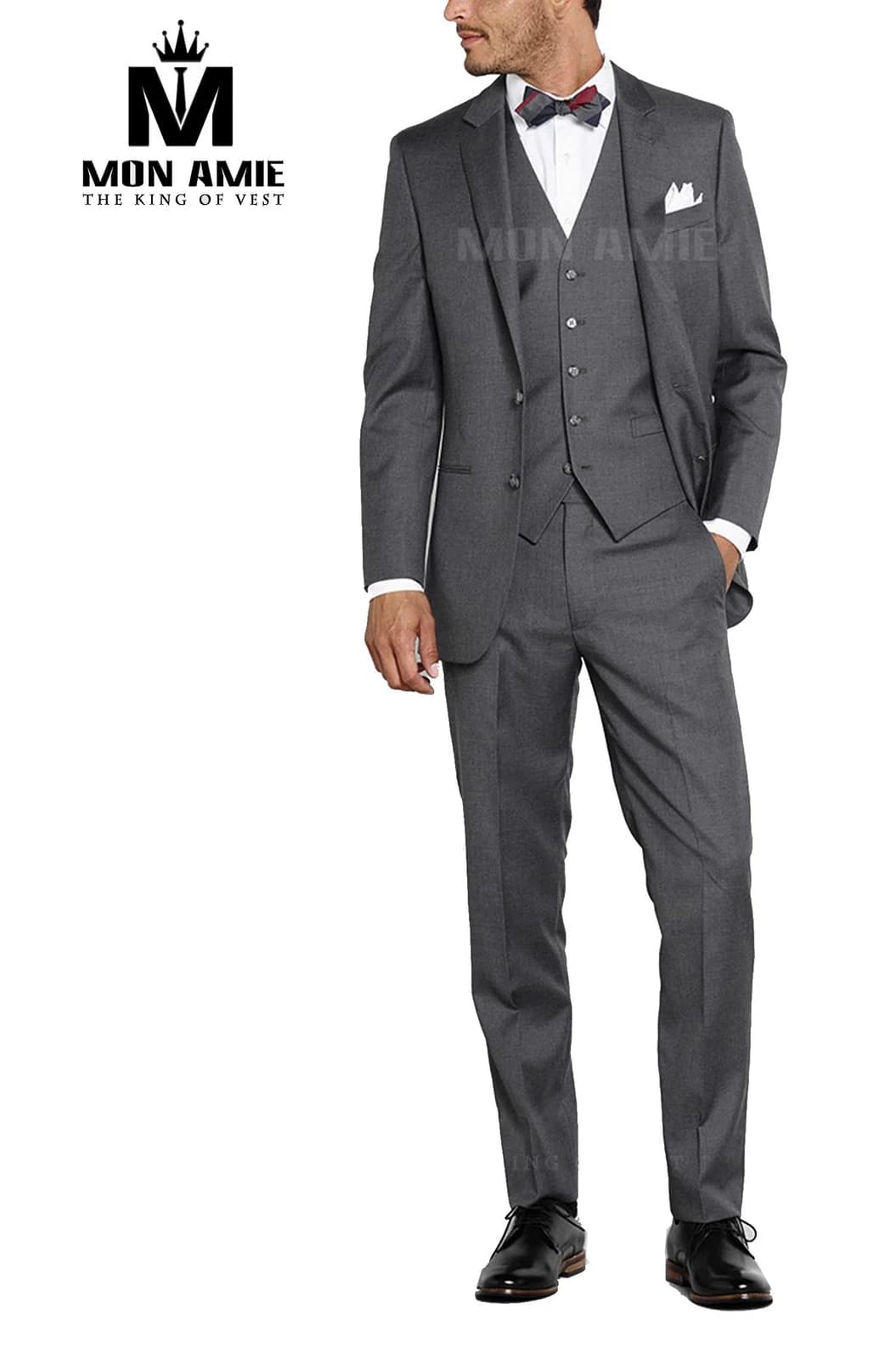 Suit Xám Đậm Ba Mảnh Dự Tiệc