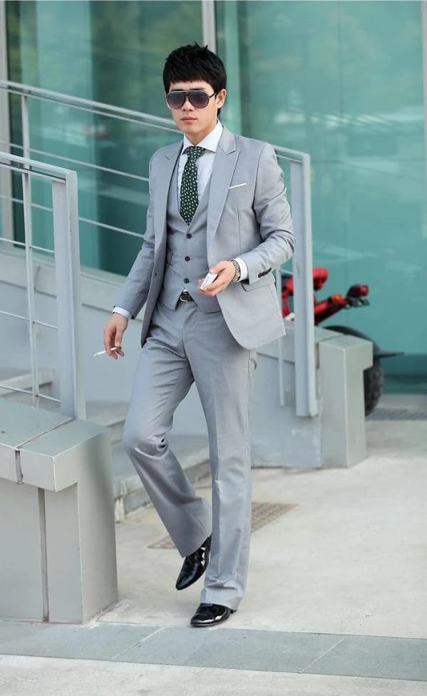 Vest Xám Bạc Ba Mảnh