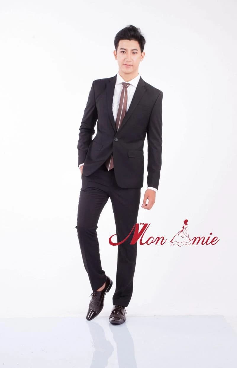 Vest Đen Một Khuy Nâu Trầm