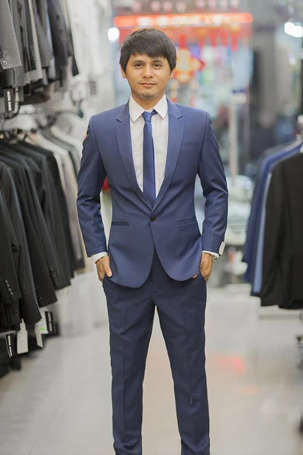Bộ Vest Xanh Coban Một Khuy