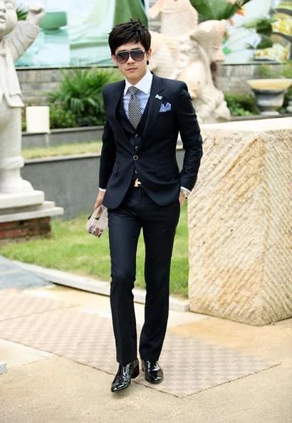 Vest Ba Mảnh Navy Cổ Điển