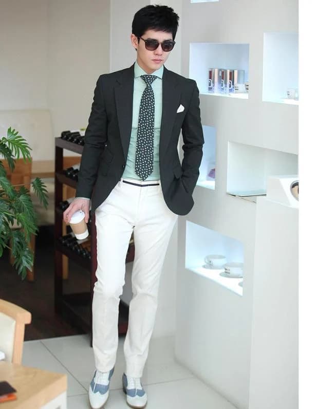 Blazer Đen Phối Bạc Hà