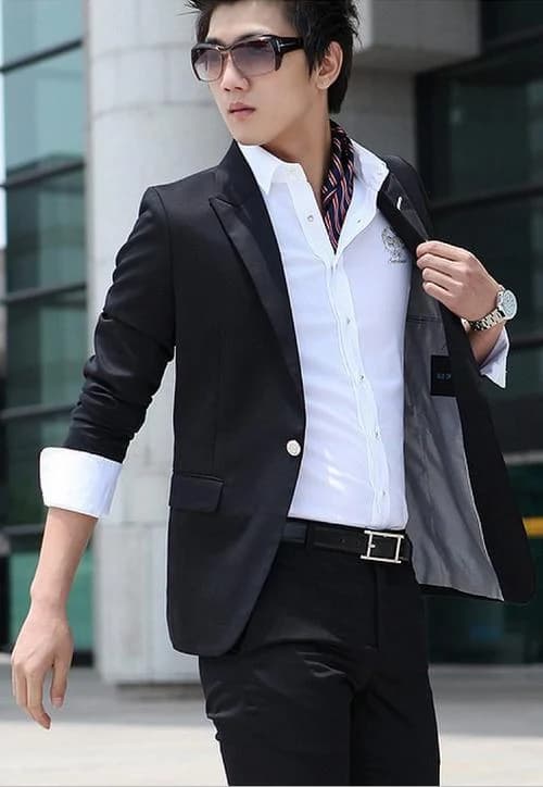 Blazer Đen Một Khuy Bạc