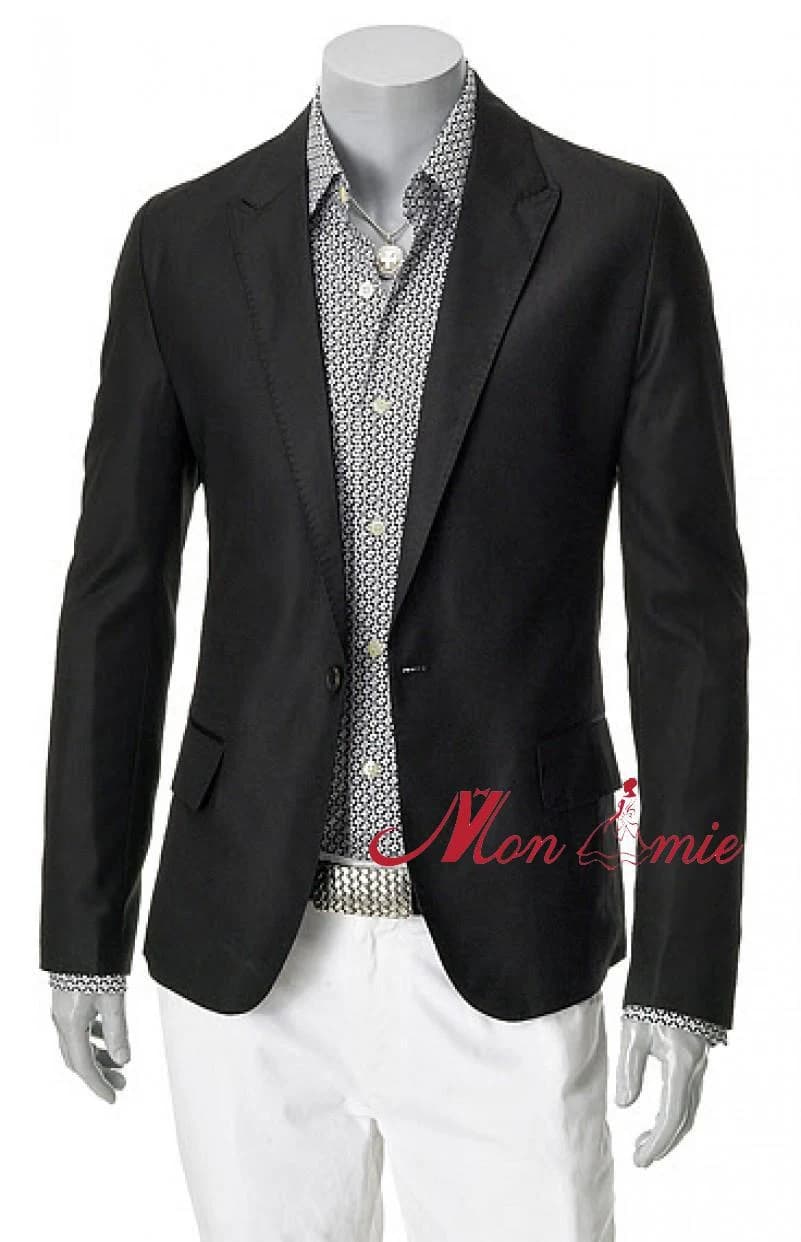 Blazer Đen Dệt Thô Phóng Khoáng