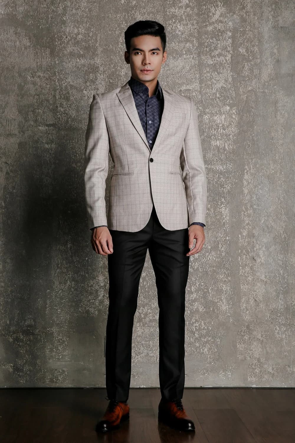 Blazer Be Kem Houndstooth Chìm Ve Peak