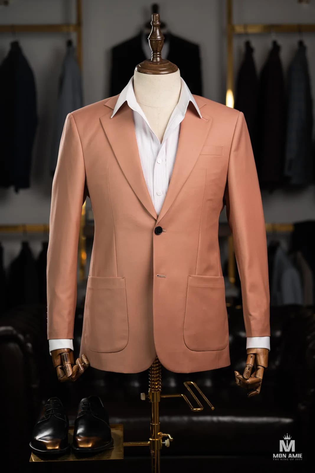 Vest Hai Nút Cam Đất Túi Ốp Ve Bẻ