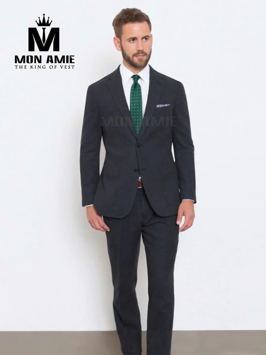 Suit Xám Chì Dệt Nỉ Túi Ốp