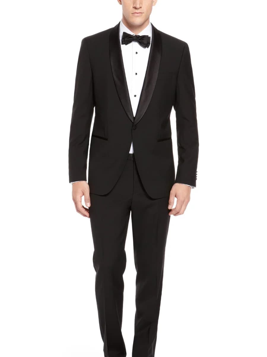 Tuxedo Đen Ve Shawl Một Nút