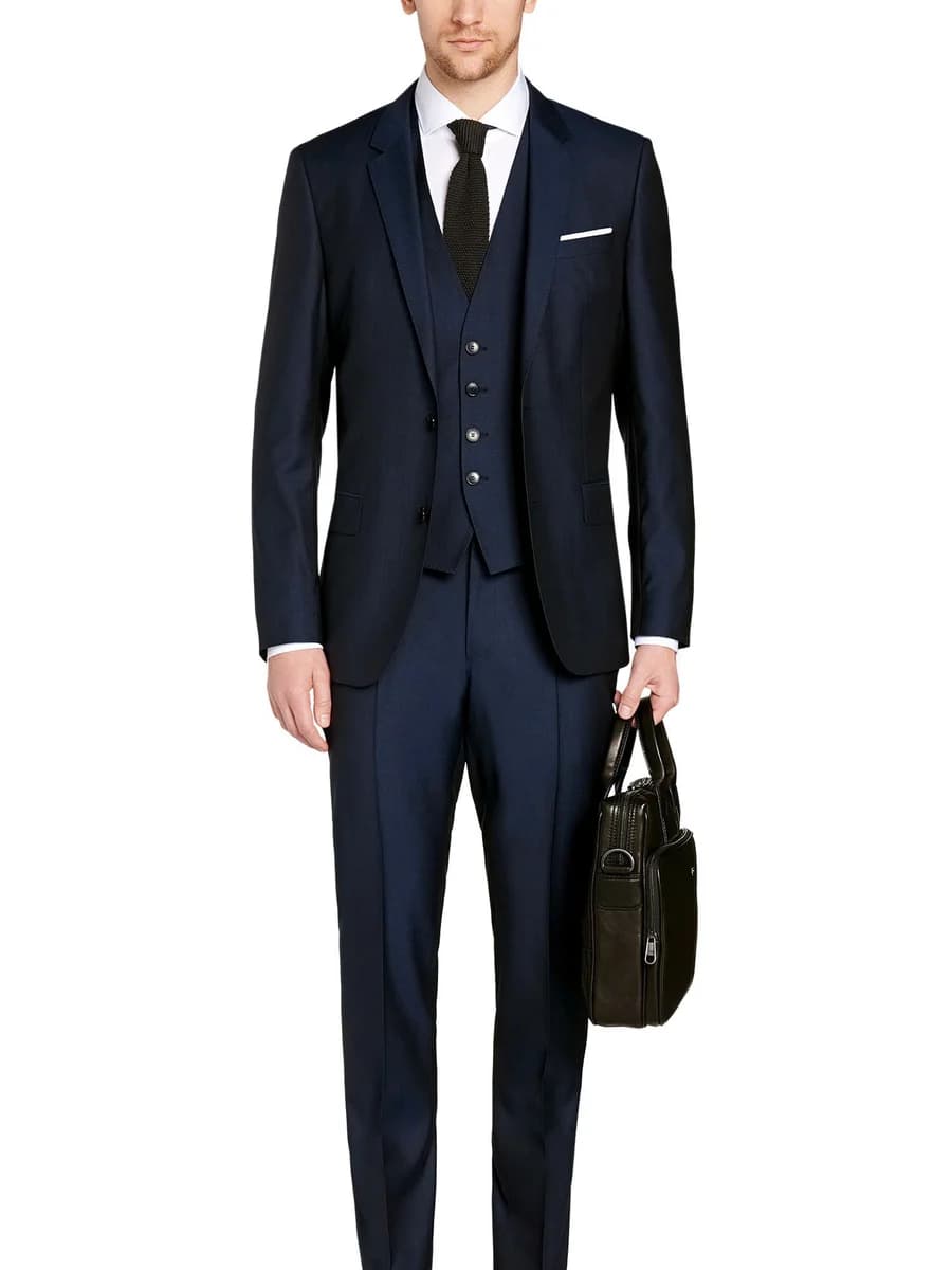 Suit Navy Đậm Ba Mảnh Kèm Gilê