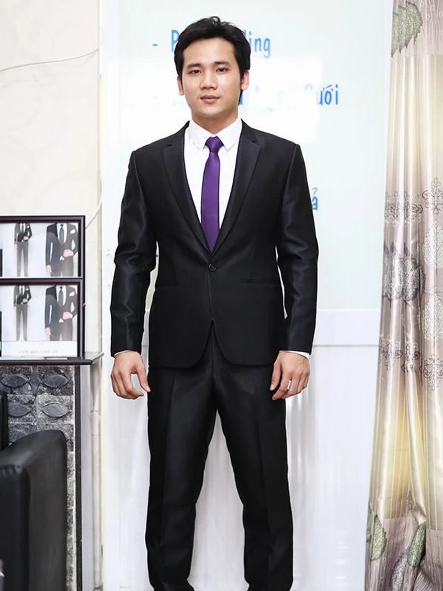 Vest Cưới Đen Ánh Lụa