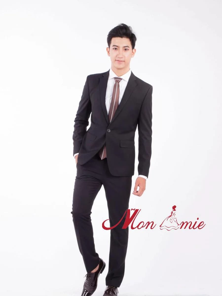 Vest Đen Một Khuy Nâu Trầm
