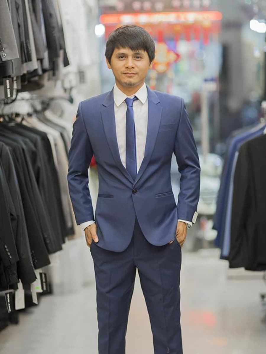 Bộ Vest Xanh Coban Một Khuy
