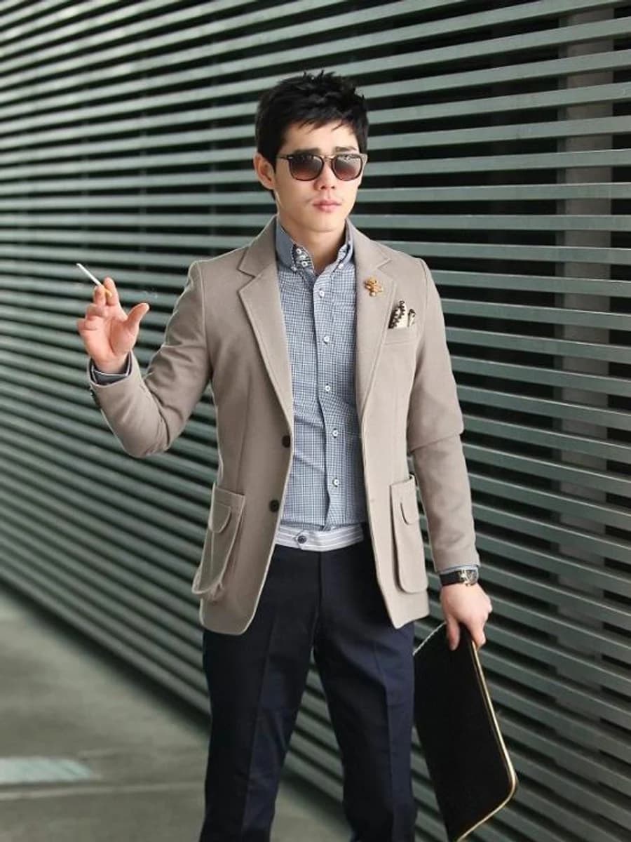 Blazer Nâu Taupe Túi Đắp