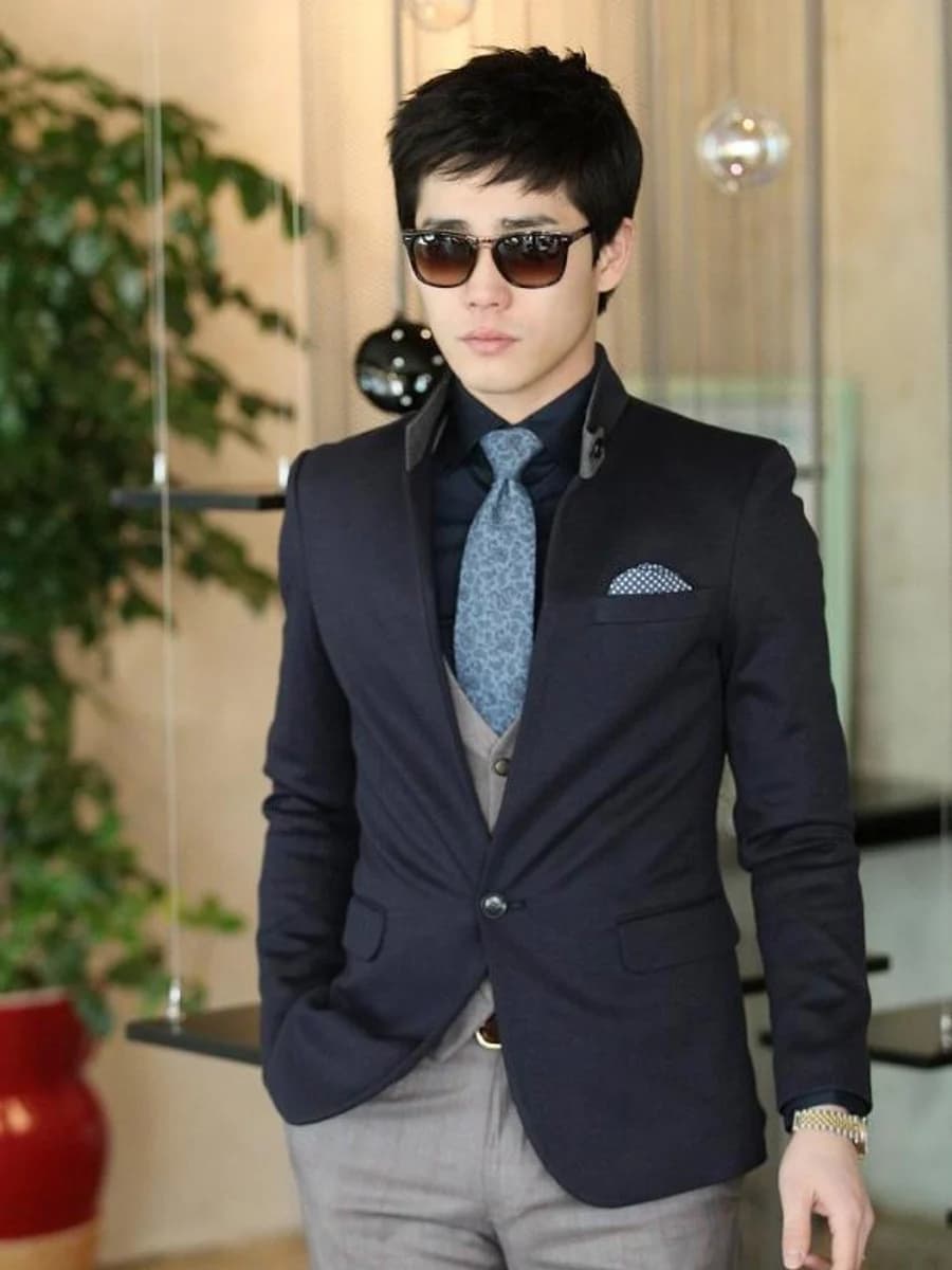 Blazer Navy Cổ Trụ