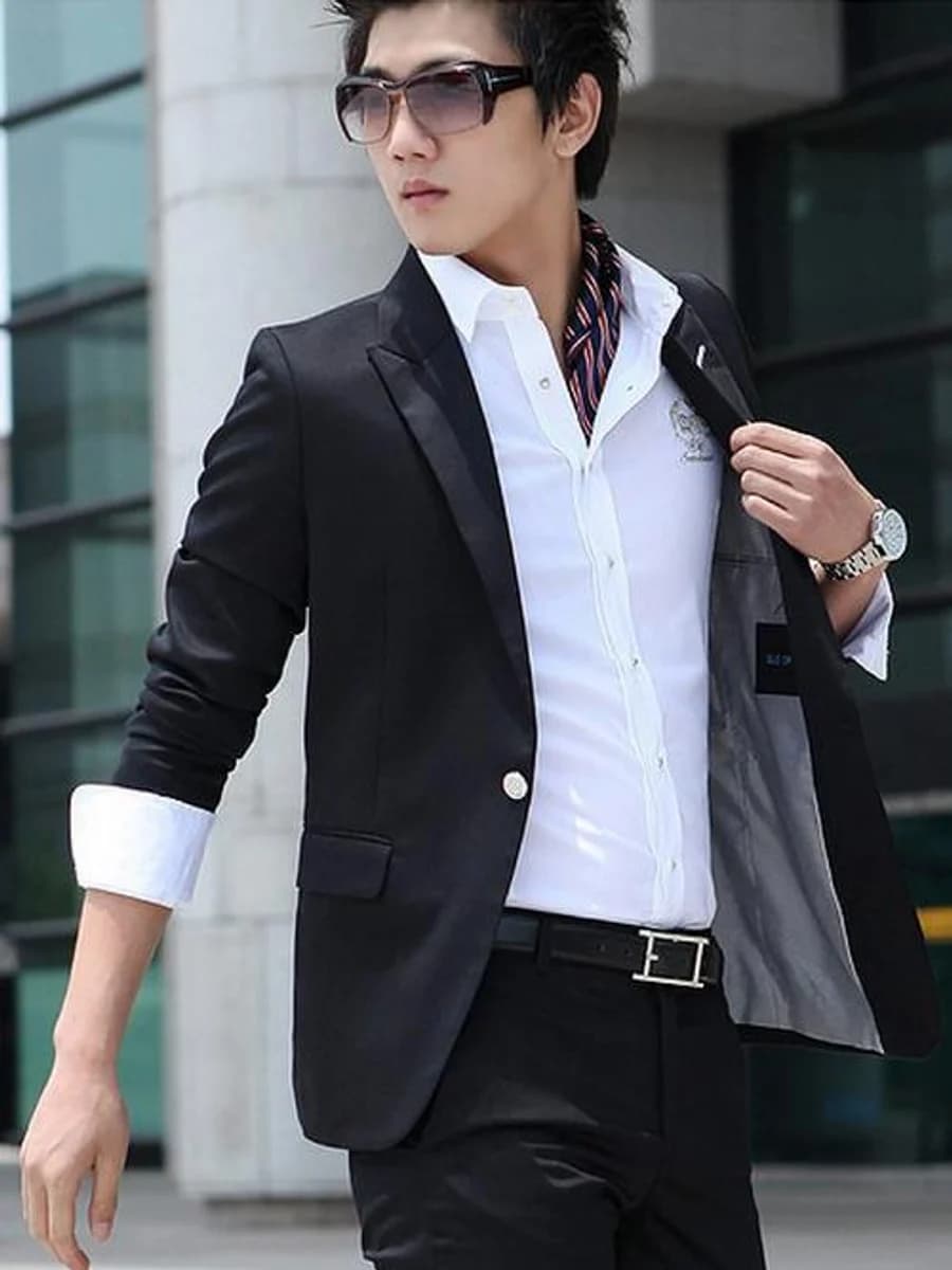 Blazer Đen Một Khuy Bạc