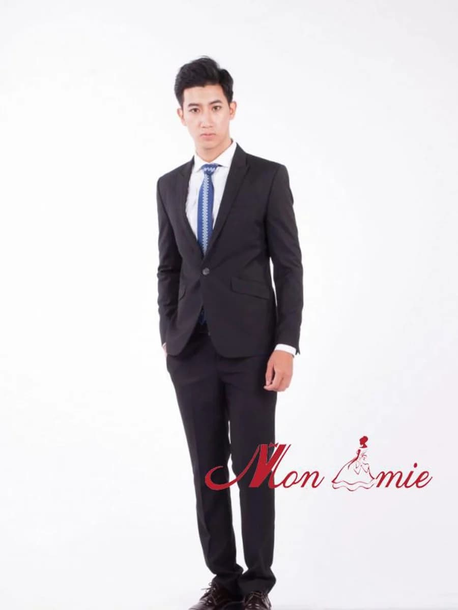 Vest Đen Một Nút Tối Giản