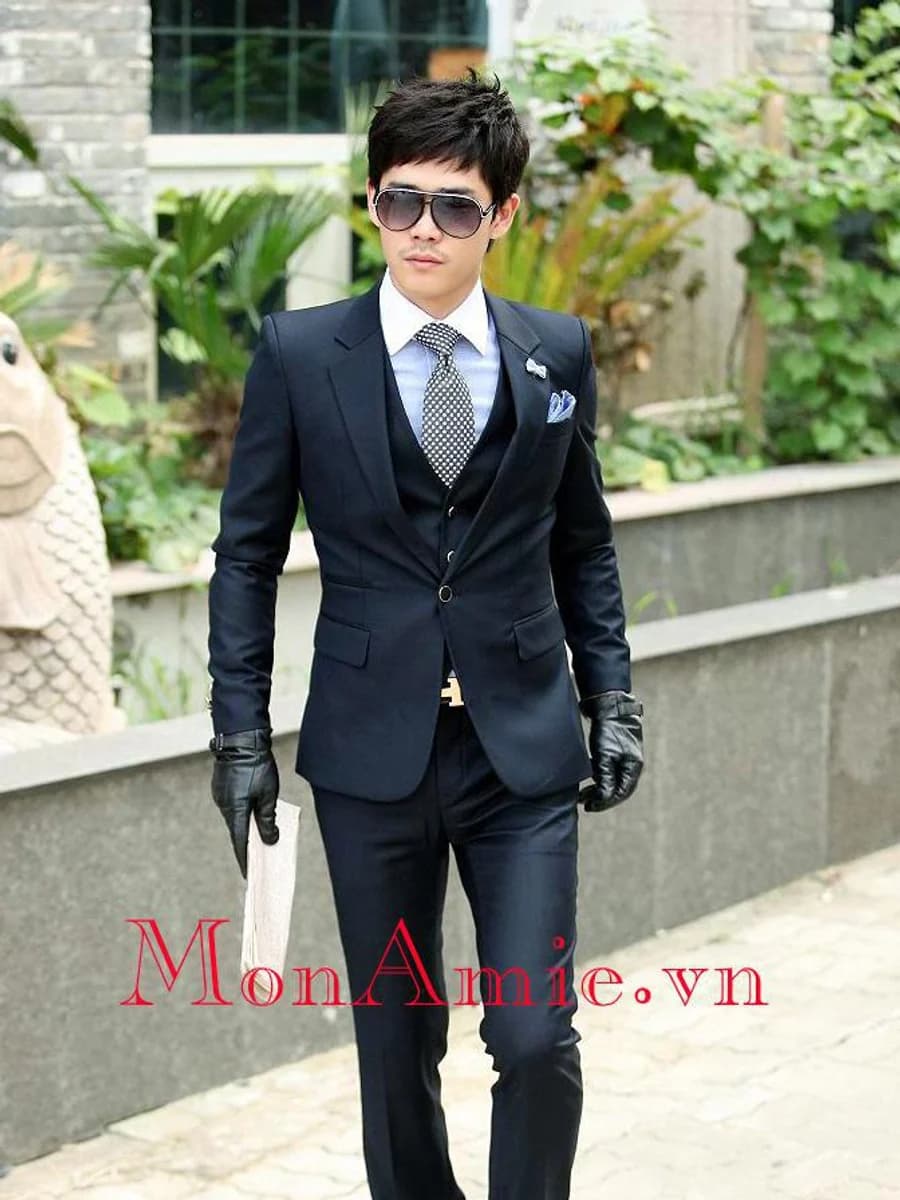 Vest Ba Mảnh Navy Quý Ông