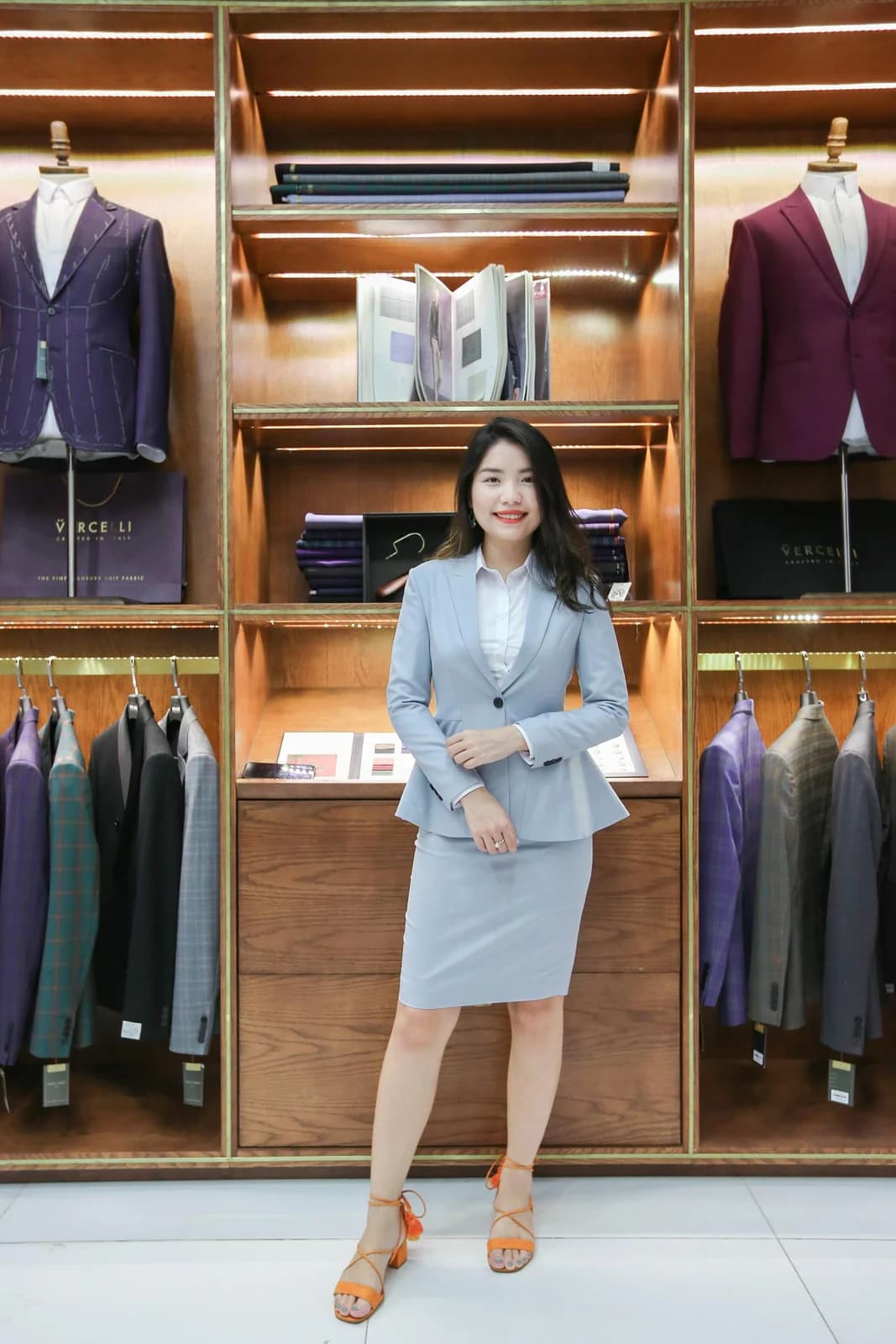 Vest Nữ Xanh Khói Peplum