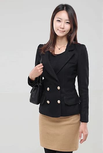 Blazer Đen Hai Hàng Nút Vàng