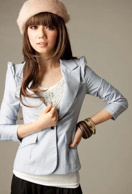 Blazer Xanh Băng Ánh Lụa