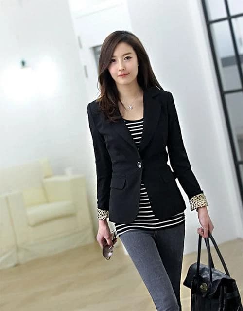 Blazer Đen Lót Da Báo II