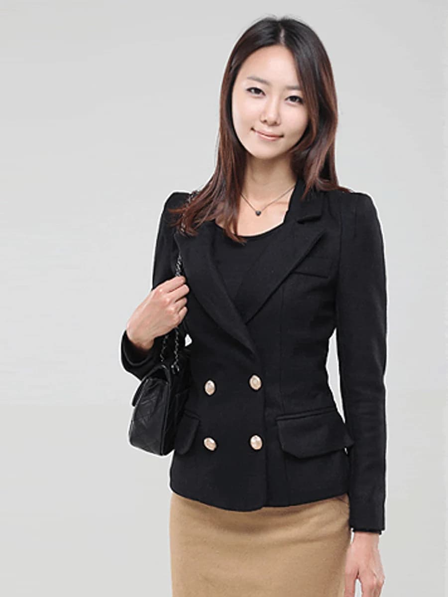 Blazer Đen Hai Hàng Nút Vàng