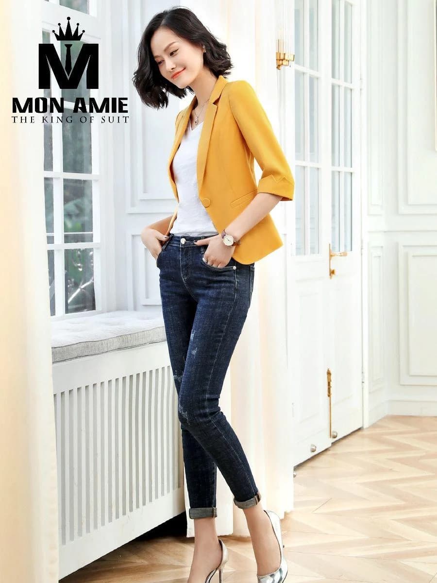 Blazer Vàng Nghệ Dáng Ngắn