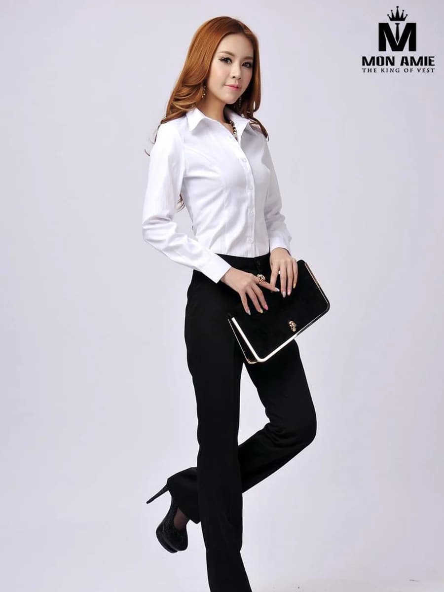 Sơ Mi Trắng Chiết Eo Nữ