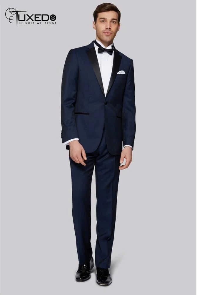 Tuxedo Xanh Navy Ve Nhọn Đen