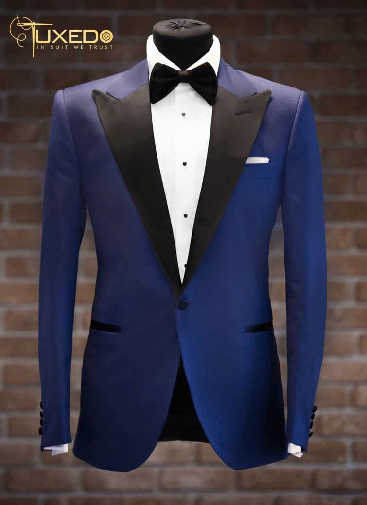 Áo Tuxedo Xanh Dương Ve Bản Rộng