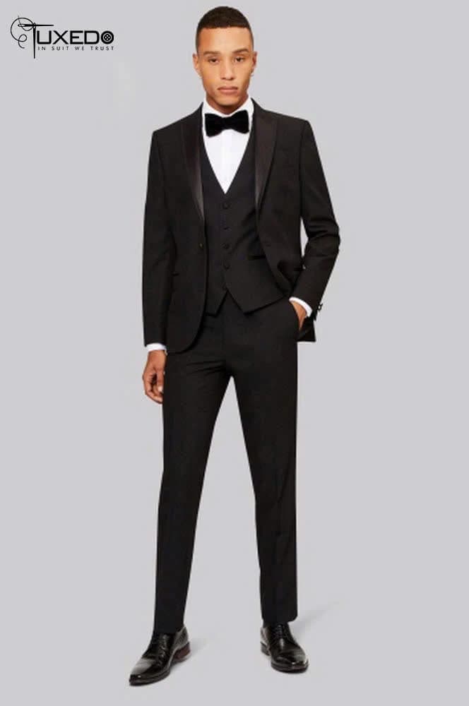 Tuxedo Đen Ba Mảnh Cổ Sam