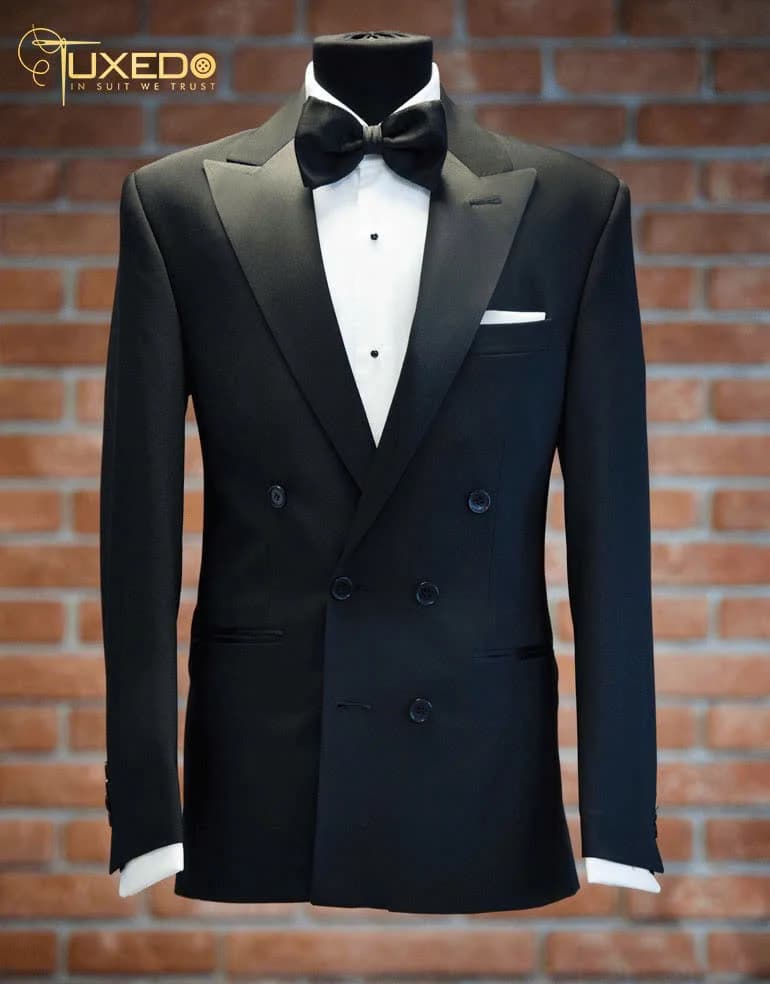 Tuxedo Đen Hai Hàng Nút Sáu Khuy