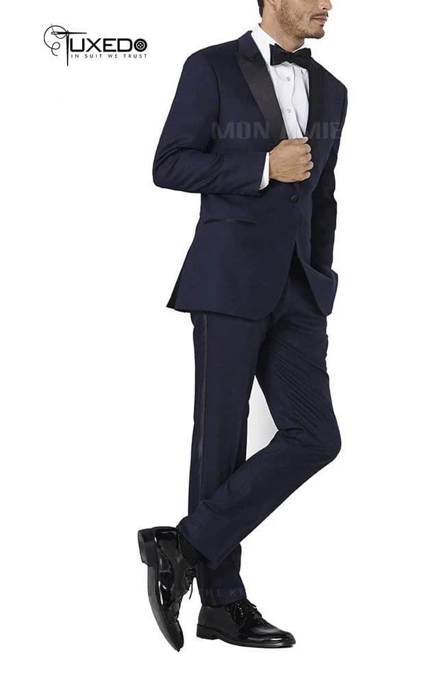 Tuxedo Navy Quần Viền Satin
