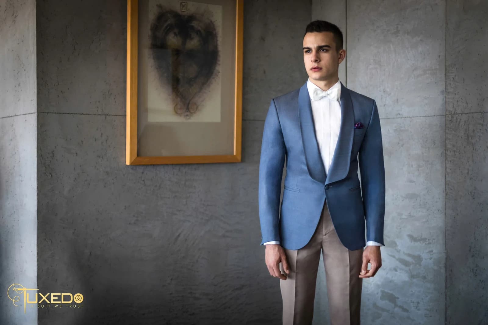Tuxedo Xanh Thanh Thiên Ve Shawl