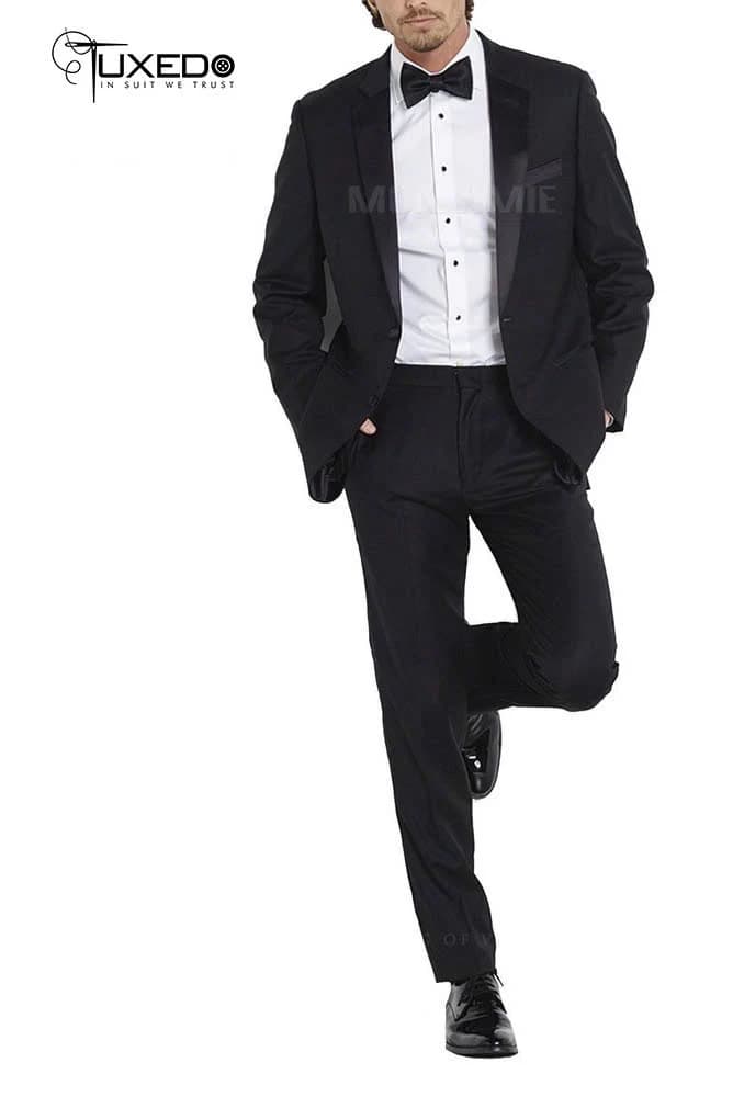 Tuxedo Đen Hai Khuy Phom Cổ Điển