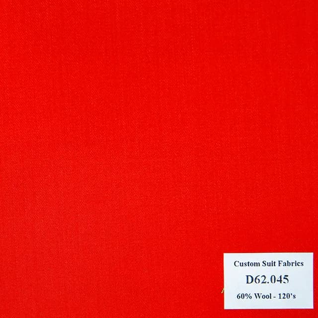 D62.045 Kevinlli V4 - Vải Suit 60% Wool - Đỏ Trơn