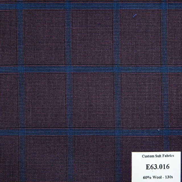 Call - E63.016 Kevinlli V5 - Vải Suit 60% Wool - Nâu Caro Xanh Dương