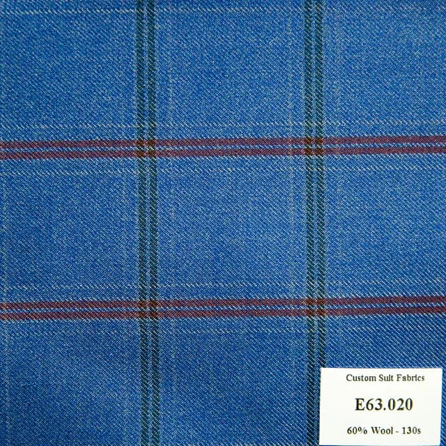 Call - E63.020 Kevinlli V5 - Vải Suit 60% Wool - Xanh Dương Caro