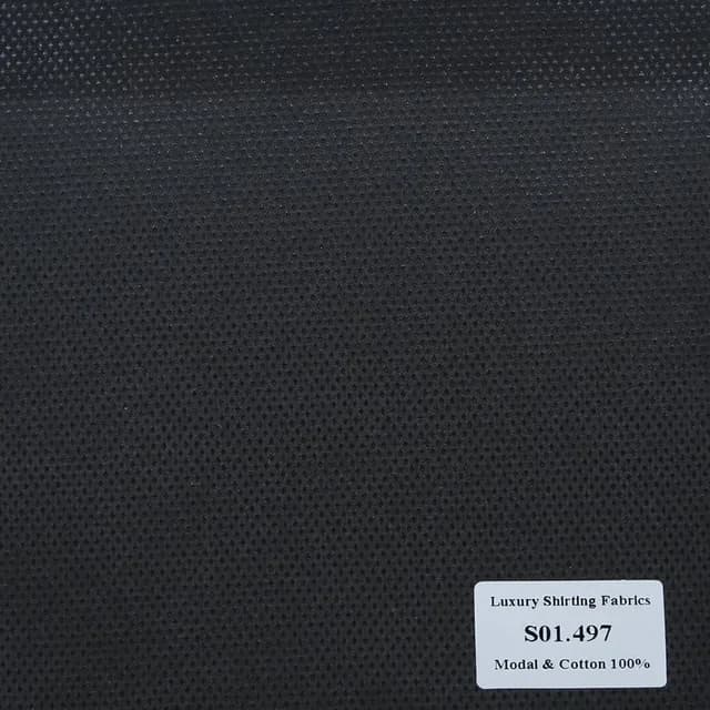 S01.497 Kevinlli S1 - Sơmi Cotton & Modal - Đen Trơn