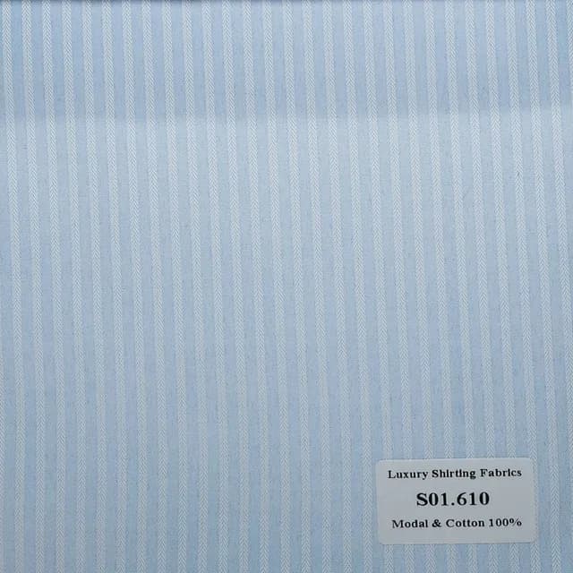 S01.610 Kevinlli S1 - Sơmi Cotton & Modal - Xanh Dương Sọc