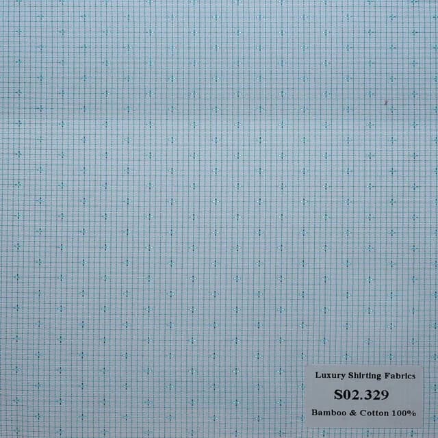 S02.329 Kevinlli S2 - Sơmi Bamboo - Xanh Dương Hoa Văn
