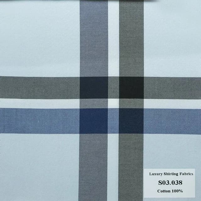 S03.038 Kevinlli S3 - Sơmi 100% Cotton - Xanh Dương Caro