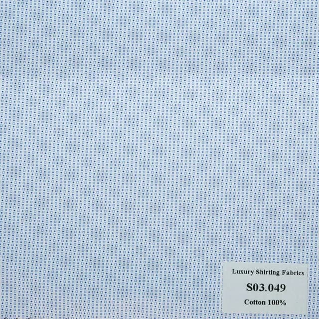 S03.049 Kevinlli S3 - Sơmi 100% Cotton - Xanh Dương Trắng Hoa Văn