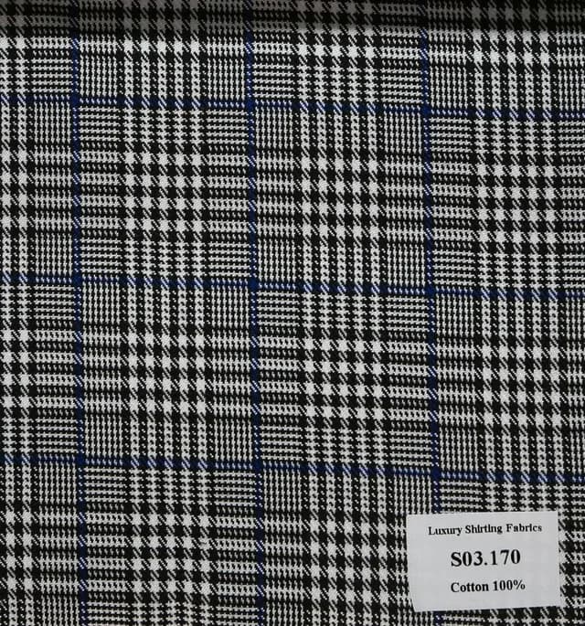S03.170 Kevinlli S3 - Sơmi 100% Cotton - Đen Xanh Dương Hoa Văn