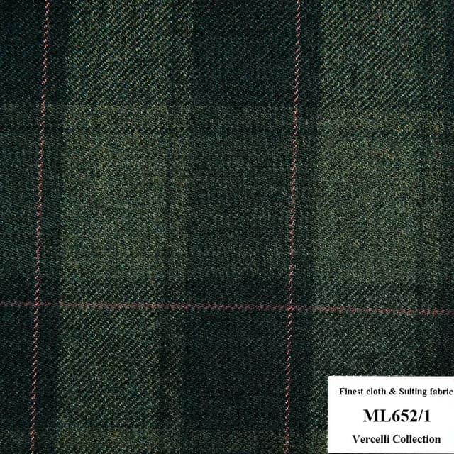 ML652/1 Vercelli CVM - Vải Suit 95% Wool - Xanh Lá Caro