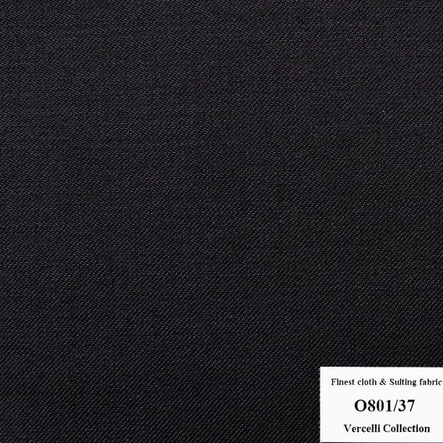 O801/37 Vercelli CVM - Vải Suit 95% Wool - Xanh đen Trơn