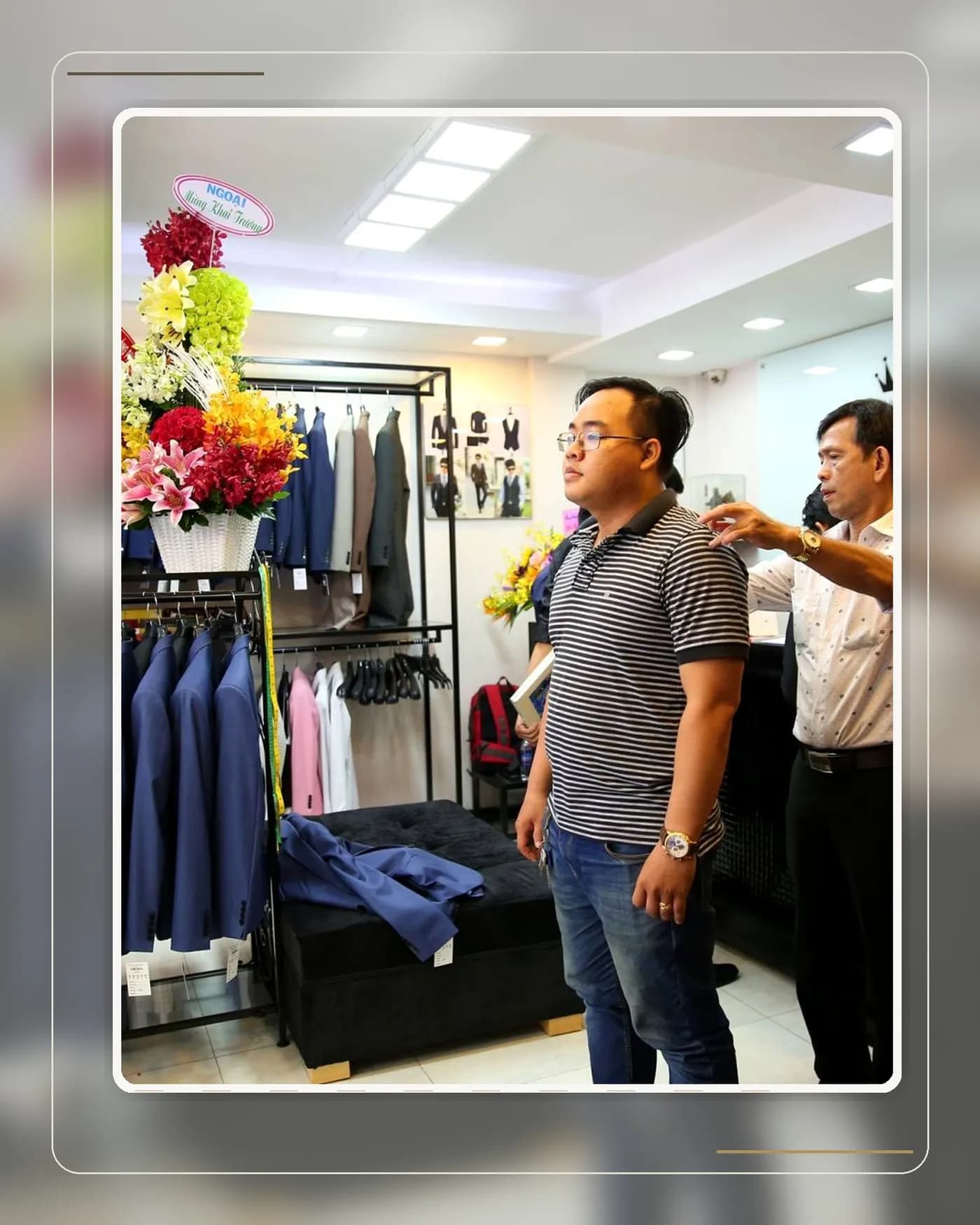 Vải wool đứng form giúp người gầy có dáng suit đầy đặn và cân đối hơn